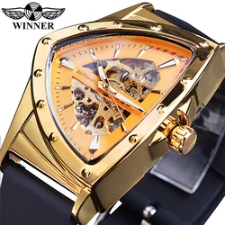 Winner 395R WINNER reloj automático minimalista para hombres, esfera triangular creativa, marca de lujo, negocios, relojes mecánicos de silicona