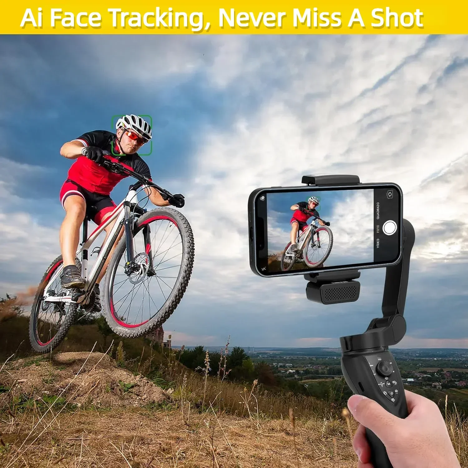 handheld PTZ 3-axis gimbal stabilizer for cell phone real-time tracking shooting Tiktok video recording selfie stick tripod