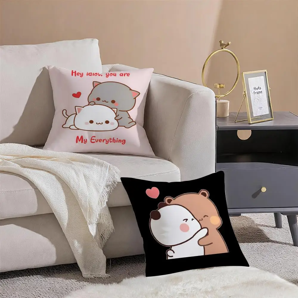 Bubu duda Mochi Peach Cat Cushion Cover Silky Short Plush with Invisible Zipper Dustproof Sofa Pillow Cover for Home Decor