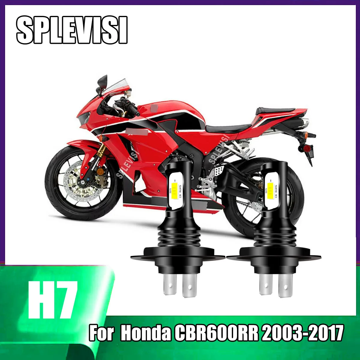 

LED H7 6000K White Headlights - stable input current protects the circuit For Honda CBR600RR 2003 2004 2005 2006 2007 2008-2017