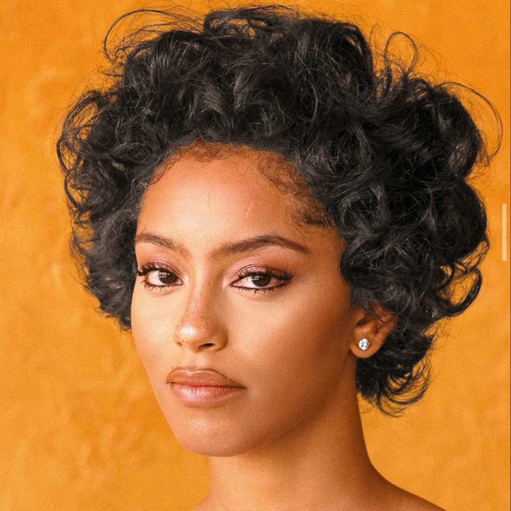 قصيرة عابث قطع شعر مستعار 13 × 1 الدانتيل الجبهة باروكة من شعر طبيعي تجعيد الشعر فضفاض للنساء السود البرازيلي شعر ريمي شعر بشري مجعد شعر مستعار غلويليس