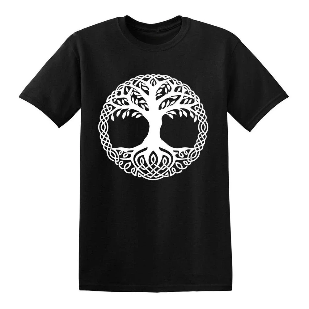 Ygdrasil-生命の木の綿のTシャツ,快適なアウトドアトップ,部族の入れ墨,オークキング,半袖