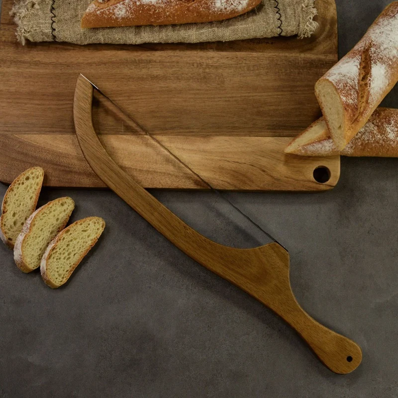 Bread Saw Sandwich Slicer Toast Saw Anti-Bending Wooden Bread Cutter For Homemade Bread