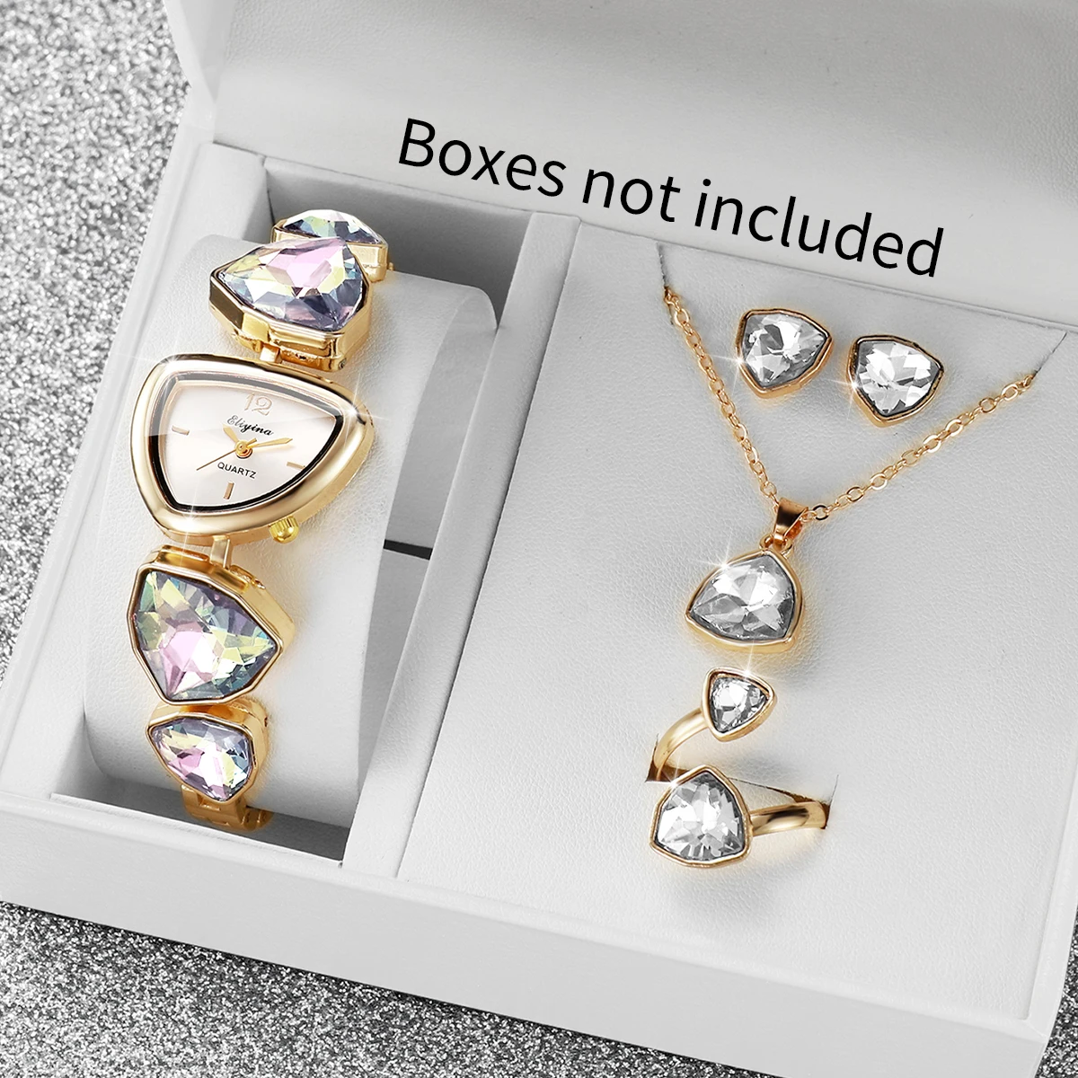 5pcs Luxury Diamond Women Watch Jewelry Set Fashion Rhinestone Bracelet Strap Women Watches Accessories GiftsWithout Box