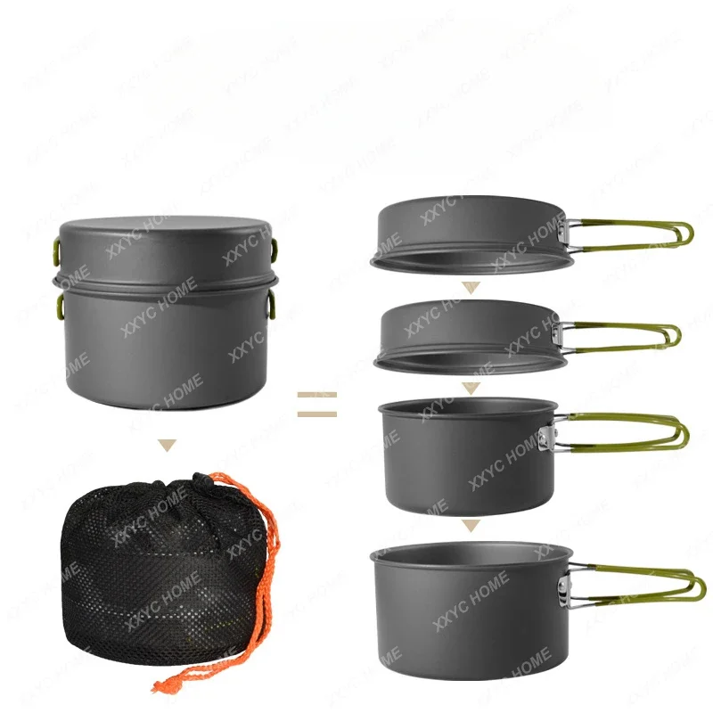 Outdoor Multi-Person Portable Camping Furnace End Pot Set Camping Cookware Picnic Pot Set Combination