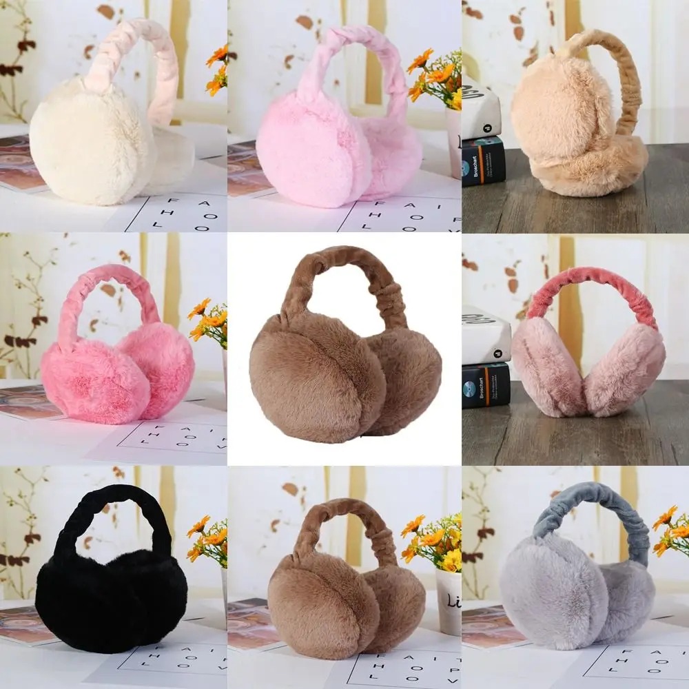 Winter Warm Solid Color Fluffy Earmuffs Women Soft Plush Ear Muffs Student Ear Protection Korean Cute Earmuff Outdoor