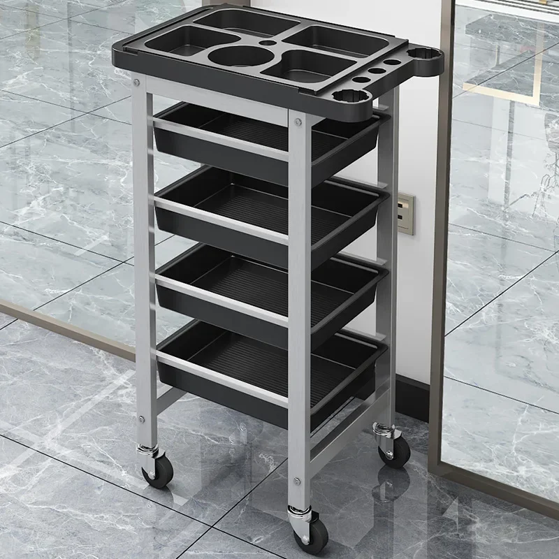 

Multi-functional High-capacity Salon Trolley Golden Storage Plastic Shop Nail Polish Tools Make Up Foundation Carrito Para Spa