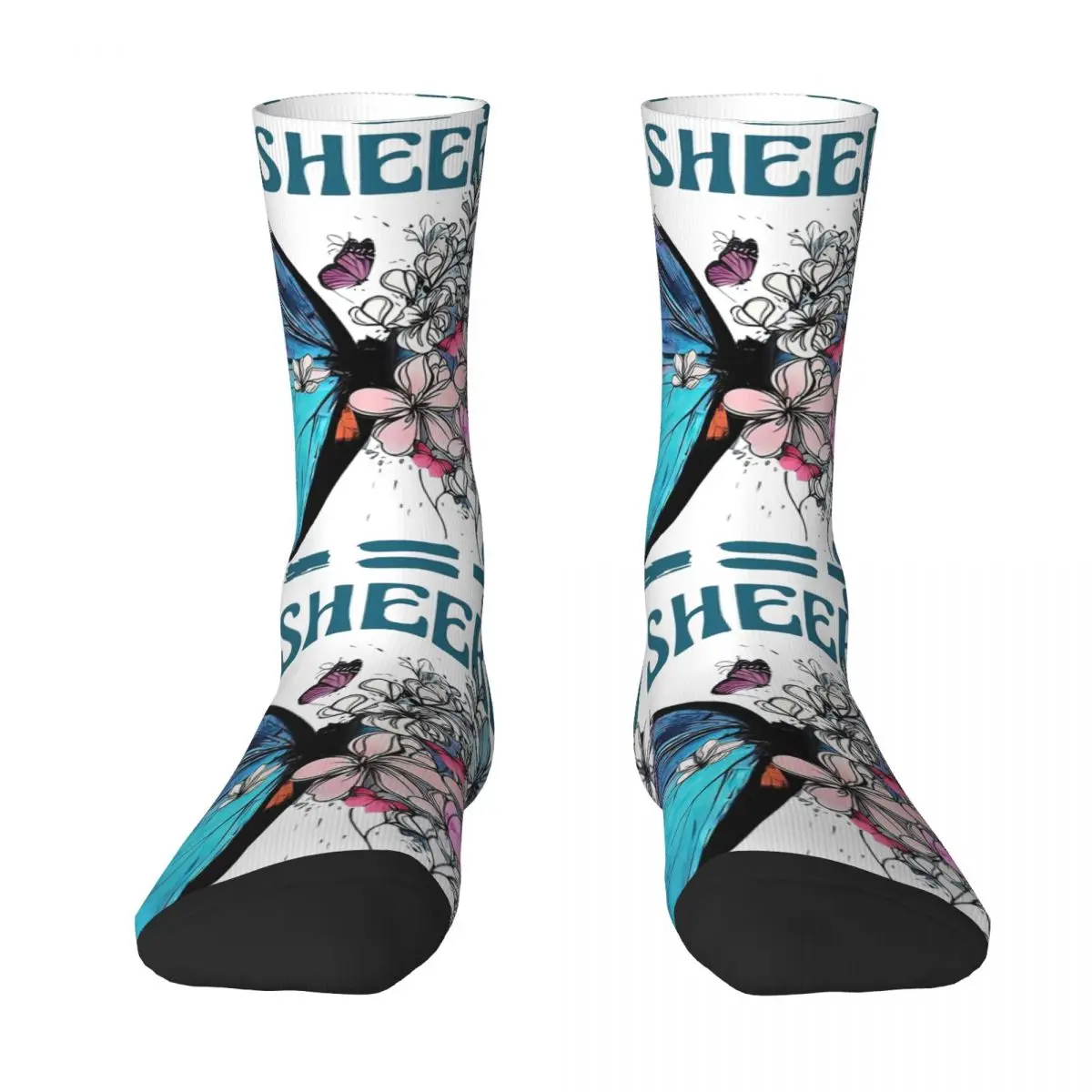 Album Ed Sheeran Tour Music Butterfly Stockings Custom Harajuku Socks Autumn Anti Slip Socks Unisex Men Cycling Comfortable Sock