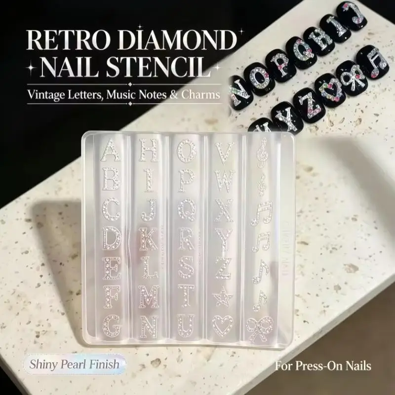 Hoyytu Reusable 3D English Letter Nail Silicone Carving Mold Flexible Alphabet Template for DIY Resin Nail Art Craft Making