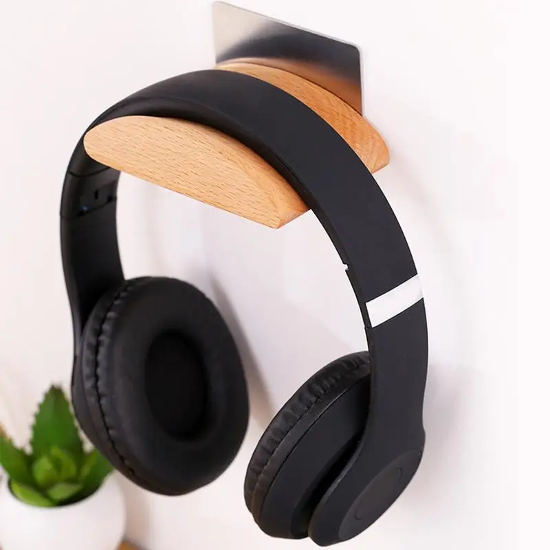 Universal Headphone Wall Mount Simple Hook Wood Headset Hanger Stand Headphone Holder Display Headphone Hanger