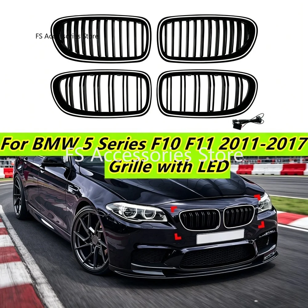 

Car Front Kidney Grille Led Grill For BMW 5 Series F10 F11 F18 520d 530d 540i 2010-2016 2017 Led Light Racing Grills Led Grille