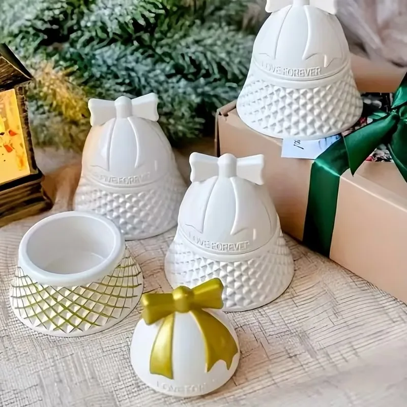 Weihnachtsglockenförmige Silikonform für Aromatherapie, Gips, Kerzenbecher, Gipsglas, Epoxidharz, Kerzenbehälter, Dekorationsform