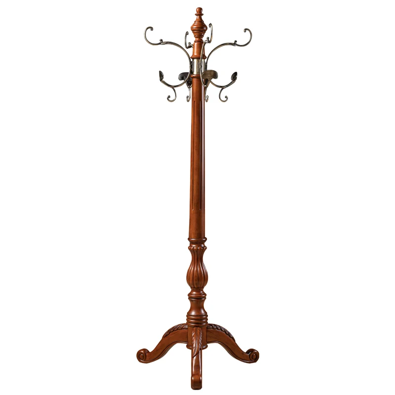 American Country Solid Wood Coat Rack - Freestanding Retro European-Style Beechwood Clothing Hanger for Bedroom