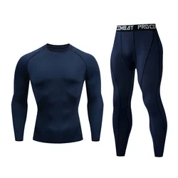 Men's 2pcs Compression Sportswear Suit GYM Tight Sports Yoga Sets Workout Jogging MMA Fitness Clothing Tracksuit Pants Sporting