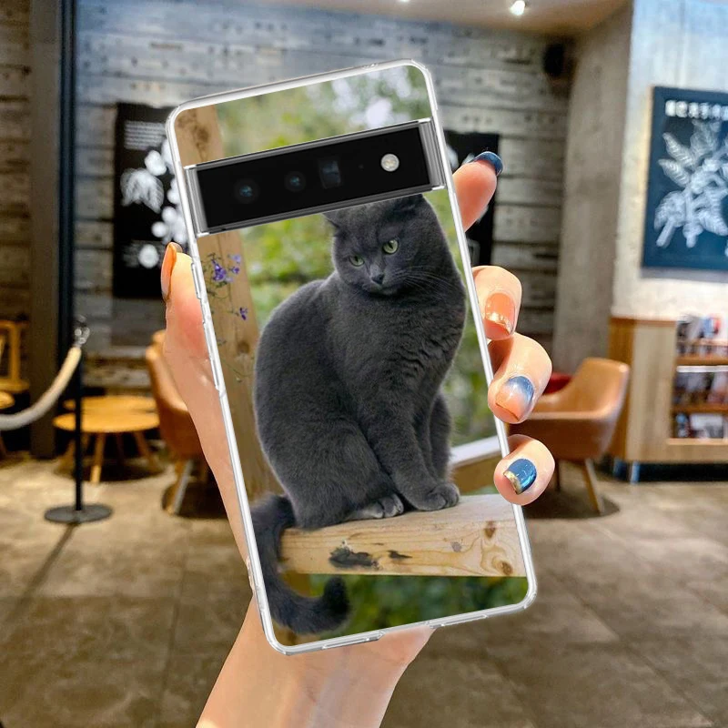 British shorthair cat Phone Case For Google Pixel 8 7 6 Pro Soft TPU Shell For Pixel 6A 5 4 5A 4A 3A XL 5G Silicone Clear Cover