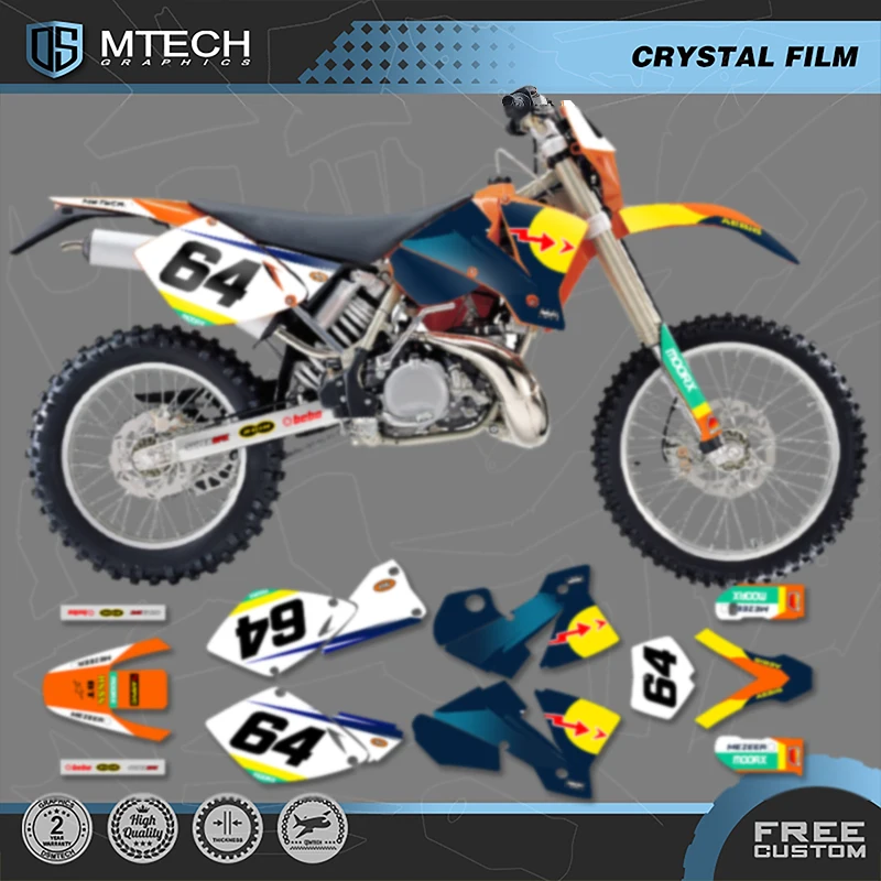 

DSMTECH Motorcycle Graphics Background Decals Stickers Kits for KTM 125 250 300 350 450 2001 2002 SX SXF 01-02 EXC 001