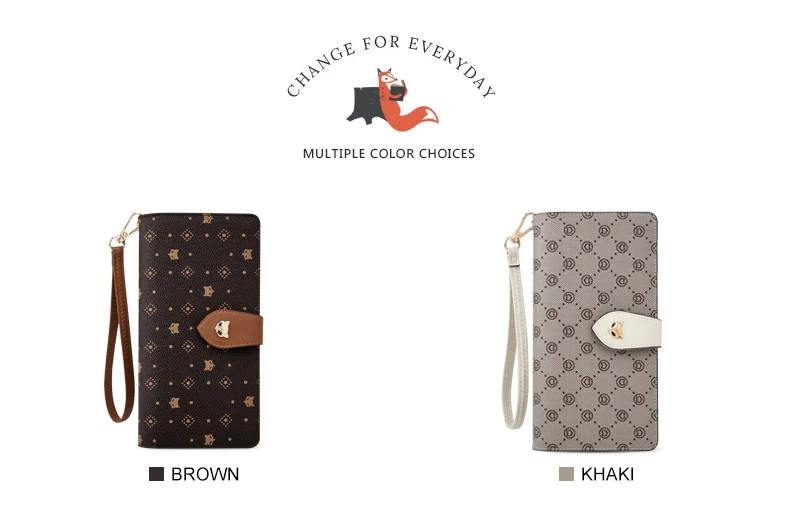 FOXER Damen-Langbörse mit Vintage-Print, Handgelenktasche, Große Kapazität, Multi-Kartenhalter, Telefon-Clutch, Geschenkbox für Damen – Detail 10