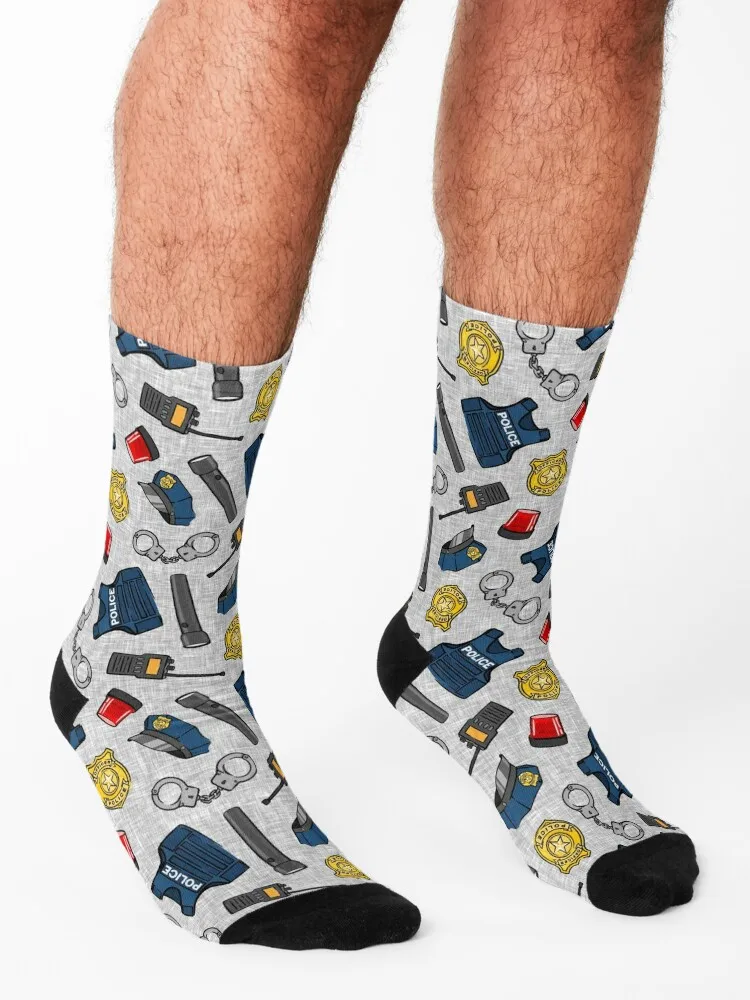 Police Gear - Light Gray Socks with print halloween ankle kids Socks For Women Men's