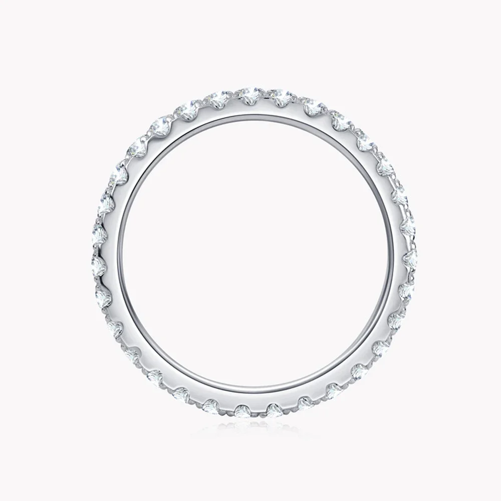 FCGJHW 2mm D Color Moissanite Ring 925 Sterling Sliver Solid 18k White Gold Eternity Band Wedding Engagement Rings For Women