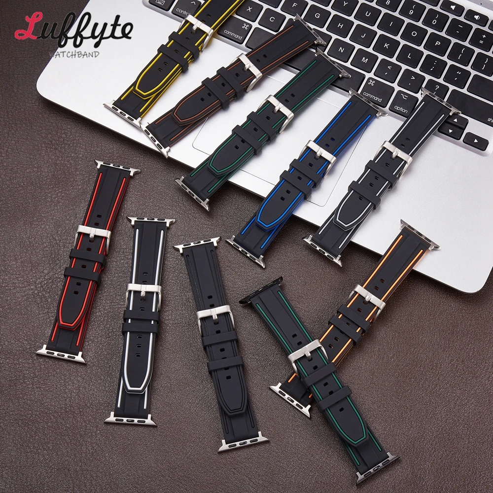 Sports Dual Color Silicone Men's and Women's Casual Wristwatch Bracelet for Apple Watch Ultra SE 9 8 7 6 5 4 3 Watchband