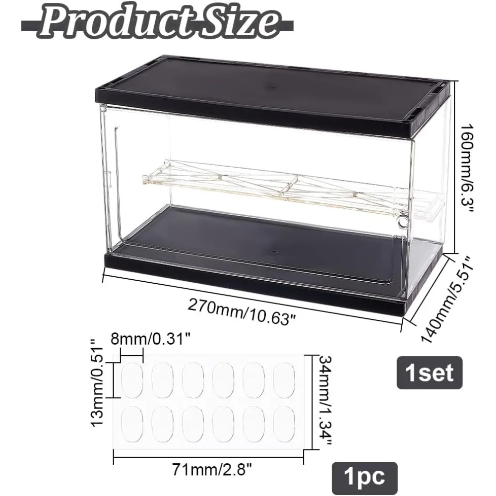 Acrylic Display Case for Collectibles Display Case Acrylic Display Rack Case Organizer with 2 Tier Dustproof Storage Box