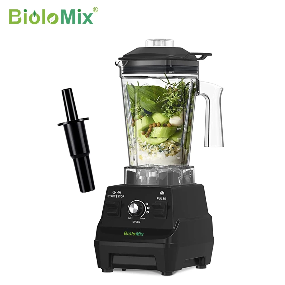 BioloMix 1800W  Mini Pro Professional-Grade Smoothie Blender, 1.8L Container, Black/RED, Self-Cleaning