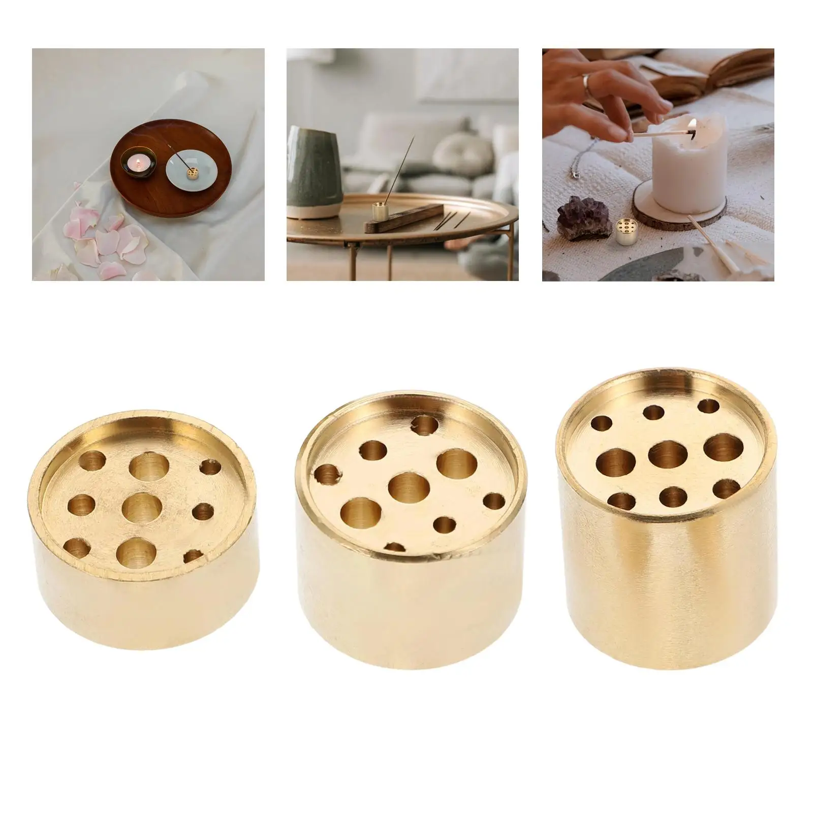 Household Brass Incense Holder, 9 Holes Creative Copper Rack Incense Burner for Tea House Decoration Office Home Living Room