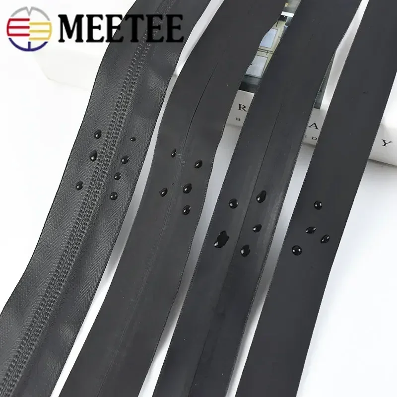 2/5Meters 3# 5# 8# 10# Waterproof Zippers Black Invisible Nylon Coil Zipper for Jacket Bag Zip Repair Kit DIY Sewing Accessories