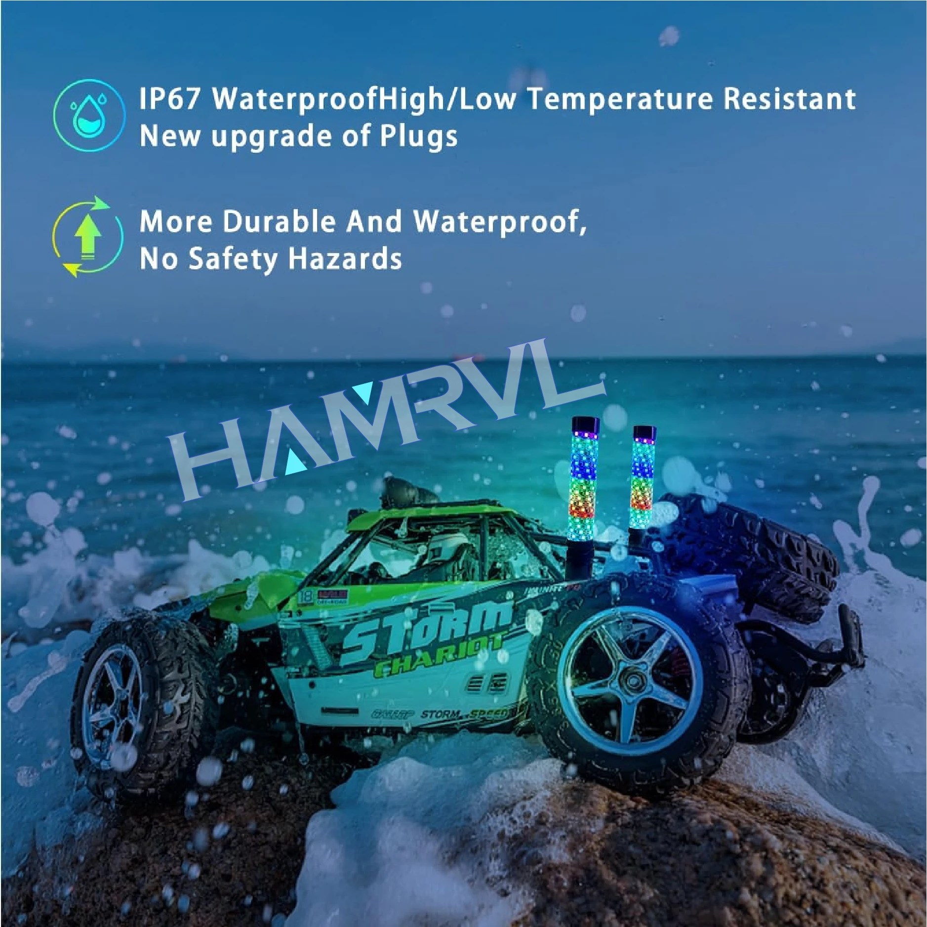 1/2pcs Spiral RGB LED Fat Whip Light Music Adjustable speed dimming Sound Activated Chasing Whip Lights for RZR UTV ATV Off Road