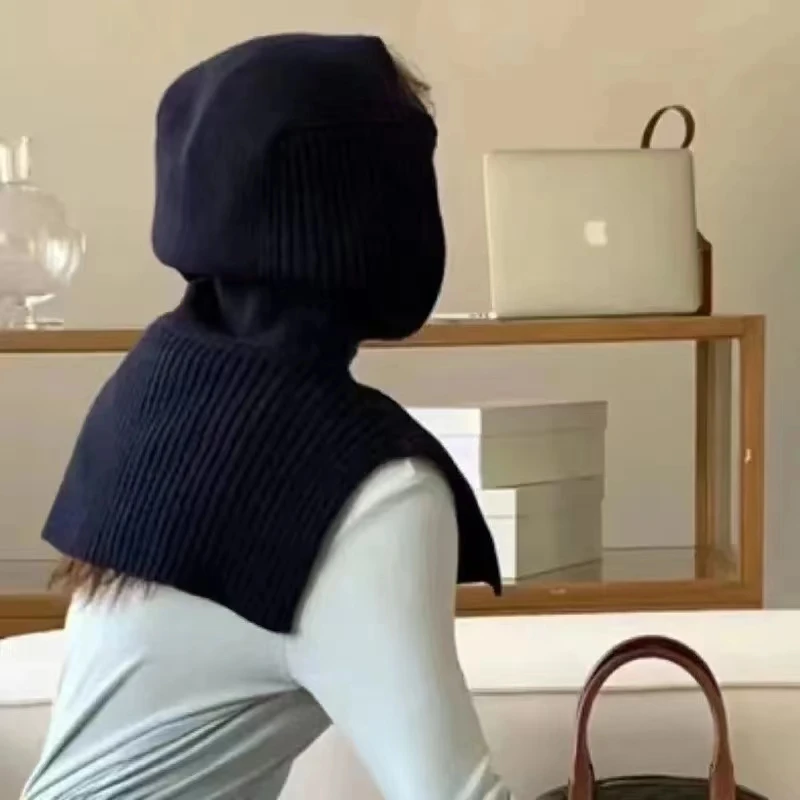 Sciarpa coreana per le donne In inverno nuova moda capispalla Pullover con cappuccio sciarpa collo alto scialle lavorato a maglia nuovo