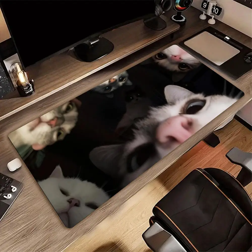 Cute Group Cat Selfie XXL Gaming Deskmat Fluffy Kitten Portrait Non-Slip Rubber Mouse Pad Keyboard Mausepad Desktop Gaming Mats