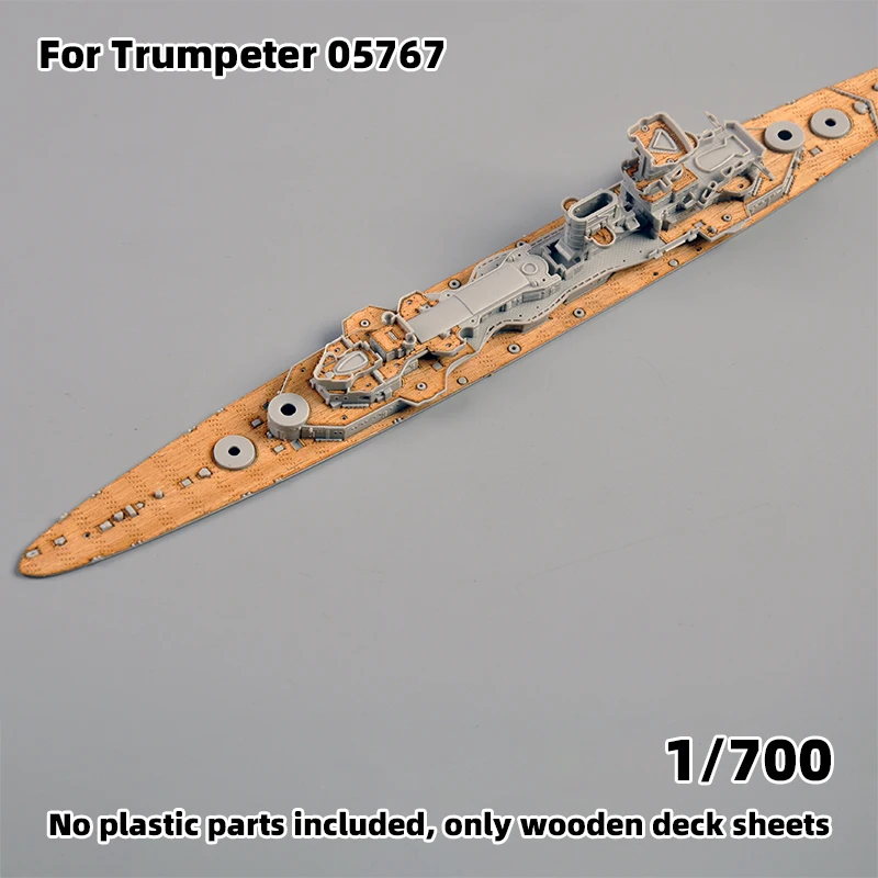 Modell-Upgrade-Teile: Lasergeschnittene Holzdeckplatte mit selbstklebender Ankerkette für TRUMPETER 05767 Heavy Cruiser 1/700 – Detail 1