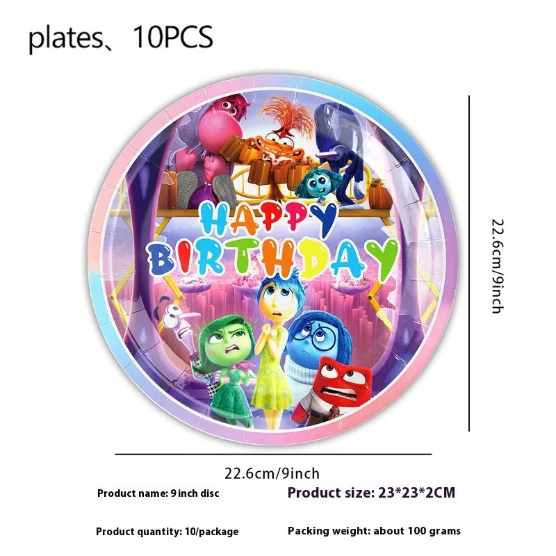 Disney Brainstorming Team 2 Dining Plate Children's Birthday Dining Plate Set Cups Towels Party Supplies Decoration Peripherals