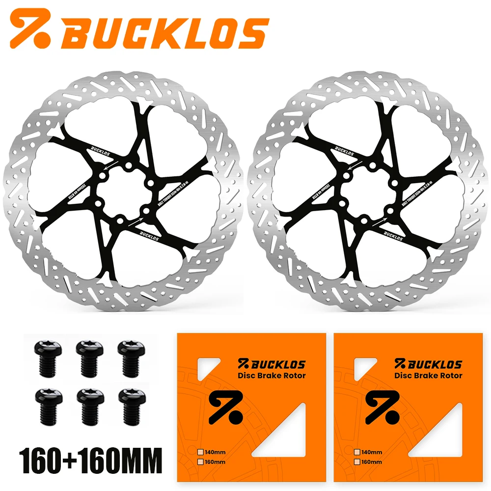 BUCKLOS 2 Stück Fahrrad-Bremsscheiben 160mm 140mm 180mm 203mm Bremsscheiben mit Wärmeableitung Hydraulische Scheibenbremsen Rotor
