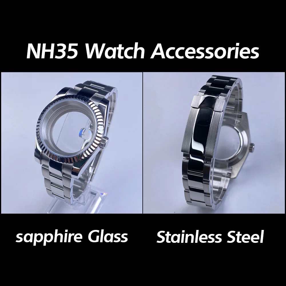 

NH35 case 36mm/39mm oyster Bracelet Sapphire Glass Watch Case for NH34 NH35 Movement 28.5mm Dial case Watch Accessorie