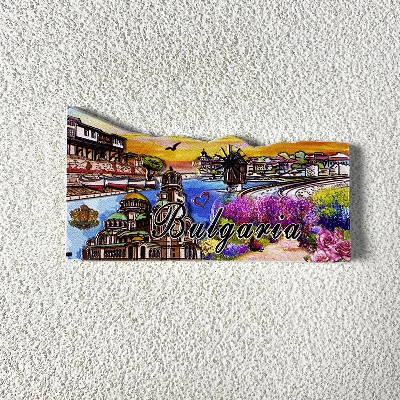 Bulgaria tourist souvenirs ins High appearance level creative decorations 3d stereo building magnetic refrigerator magnets