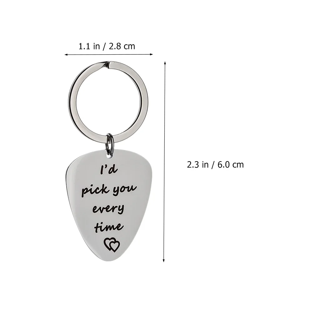 

Stainless Steel Guitar Pick Keychains Silver Creative Practical Couple Keychains Valentine Gifts Bag Pendants Durable Sweet Love