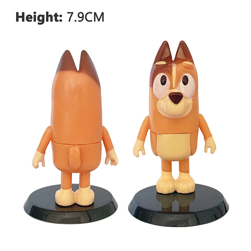 Bluey Bingo Figure Anime Dolls Friend With Base Cute Dog Family Bluey Action Figure Model Statue Decoration Kids Christmas Toys