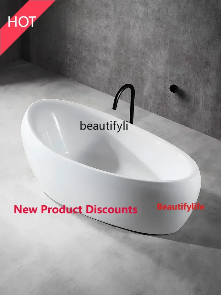 A76  Acrylic oval bathtub household 1.78 meters white bright adult bath tub