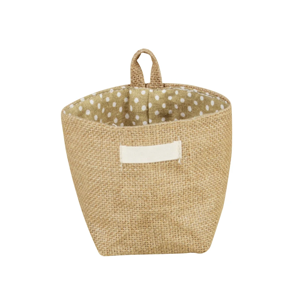 

Hanging Storage Bag Basket Baskets Fabric Flower Pot Jute Small Sacks Little Striped Flowerpot