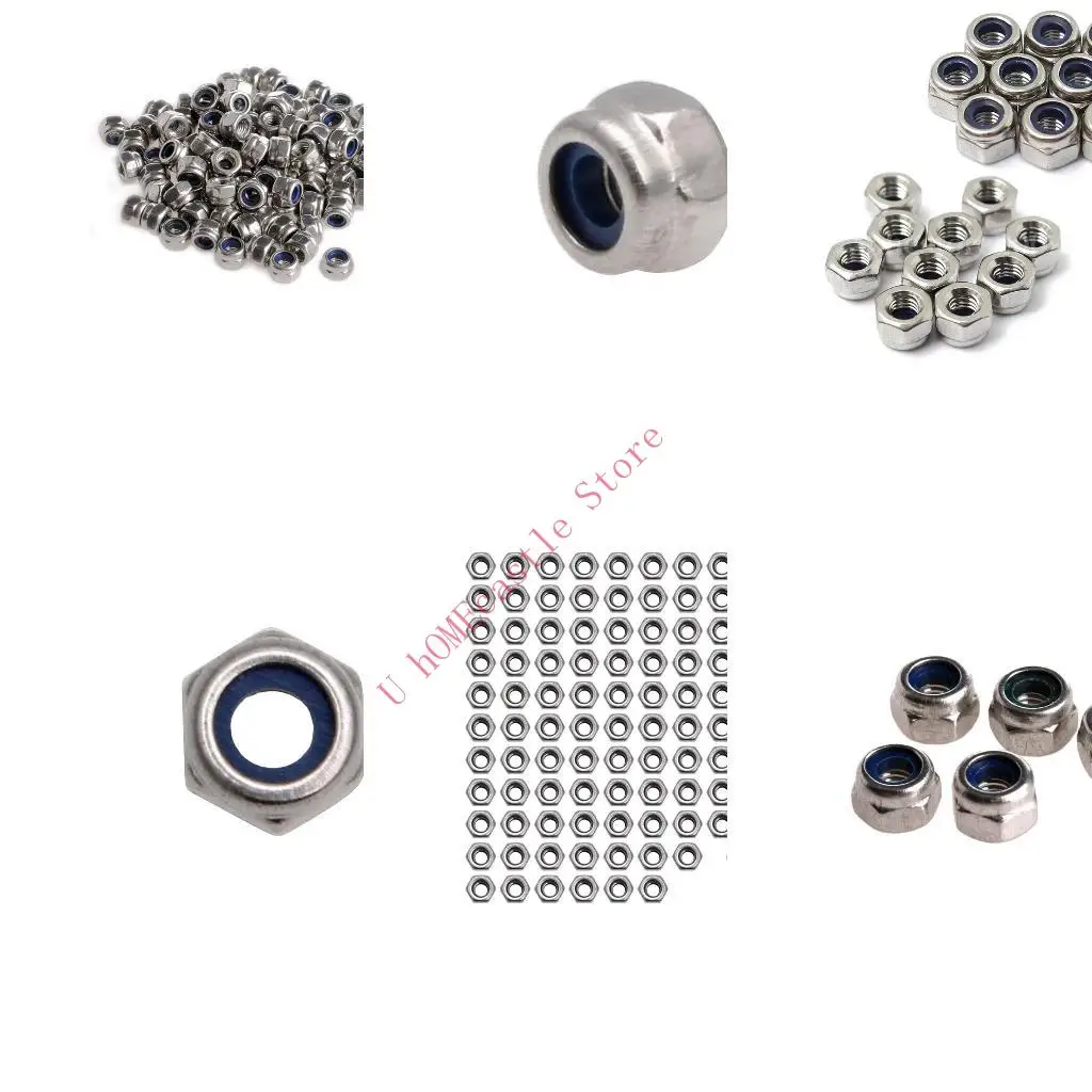 63HF 100 Pcs/Set Stainless Steel Screw Lock Nylon Nut Insert Locking 3mm