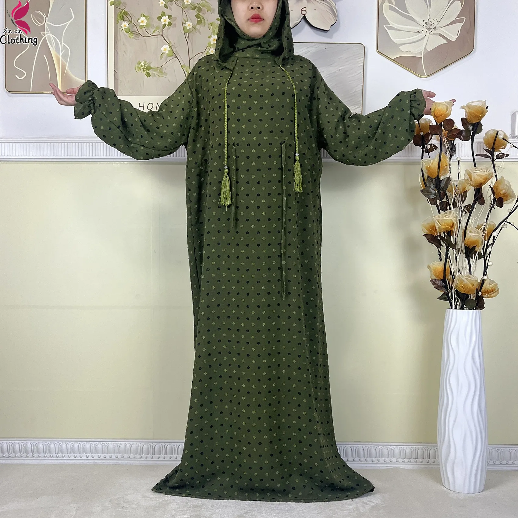 Nuevo vestido de algodón de Ramadán para mujer, caftán Maxi holgado con cintura doble, Abaya musulmana, Dubai, Turquía, ropa de oración islámica