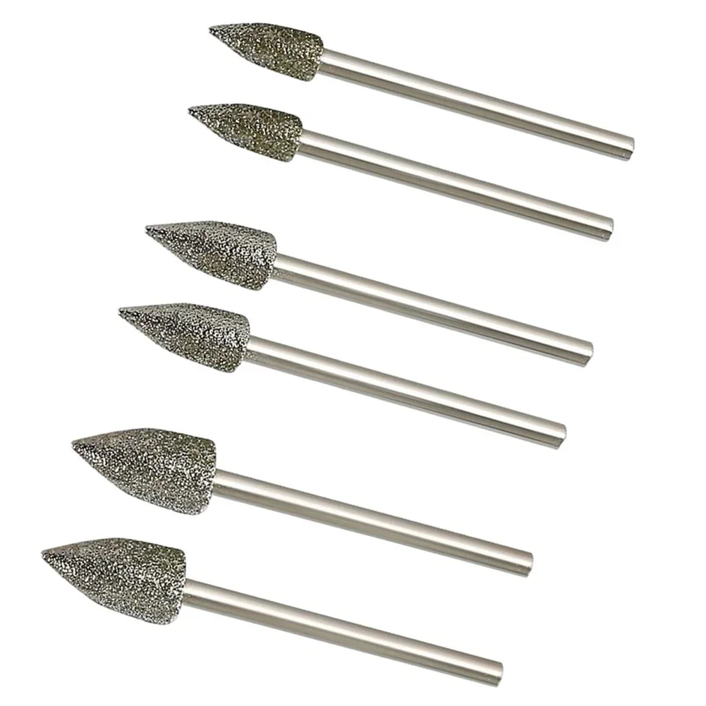 2Pcs Diamond Grinding Head Electroplating Drill Polishing Bit 5/6/8mm 3mm Shank For Stone Marble Carving Electric Grinder Tools