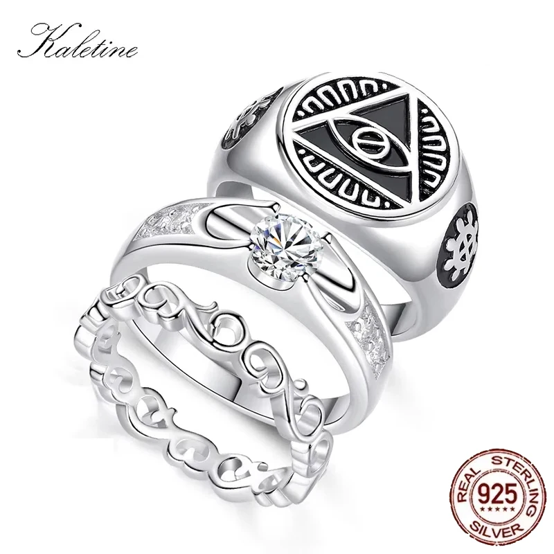 

KALETINE панк-байкерское готическое кольцо, винтажное скандинавское масонское кольцо для мужчин, стерлинговое серебро 925, масонские кольца, рыцари, ювелирные изделия тамплиеров