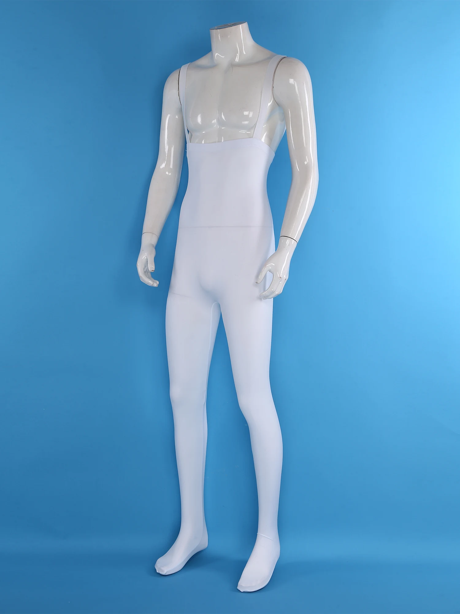 Costume de pratique de danse moulant pour hommes, combinaison extensible, écharpe, collants aux pieds, justaucorps, taille Extra haute