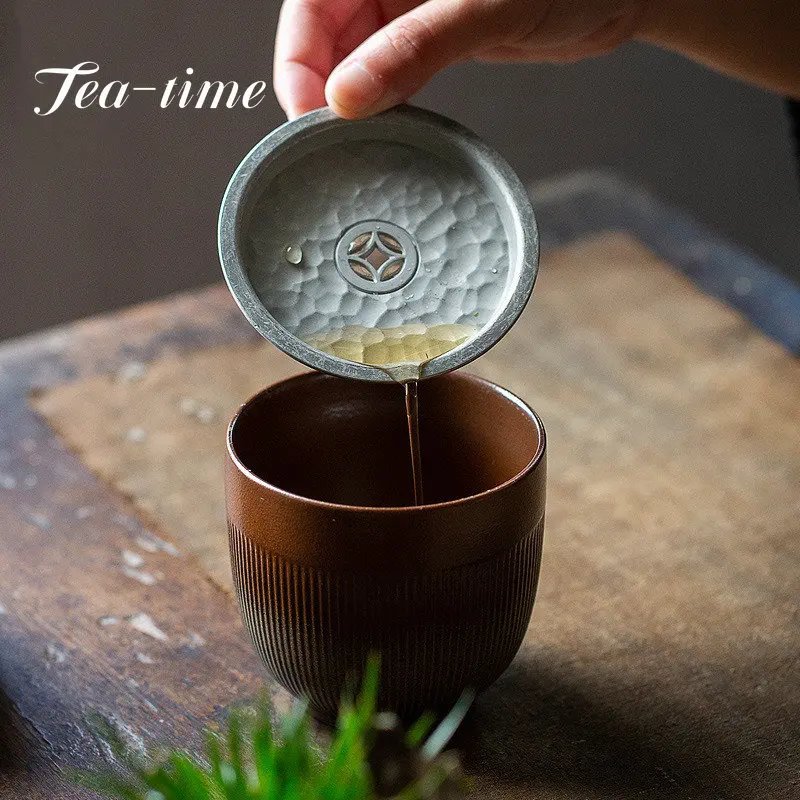 Retro Kiln Changed Ceramics Jianshui Literati Tea Set Hand-gilt Silver Copper Sheet Tea Washing Tea Slag Tank Kung Fu Tea Set