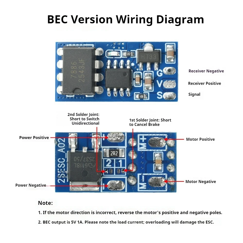 2S-3S Bidirectional Brushed Electronic Speed Controller 7.5A 15A Peak 2-3S LiPo With/Without BEC 5V1A for RC Crawler Racing Car