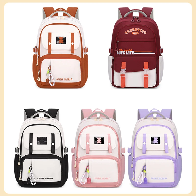 Mochilas escolares impermeables de 5 colores para niños y niñas adolescentes, bolsas escolares de primaria para niños, bolsa de libros de nailon de grado 1-6