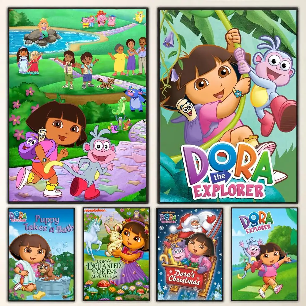 Dora the Explorer Cartoon Adventure Colorful Fun Series Poster Aesthetic Art Print for Bedroom & Living Room Decor, Unframed