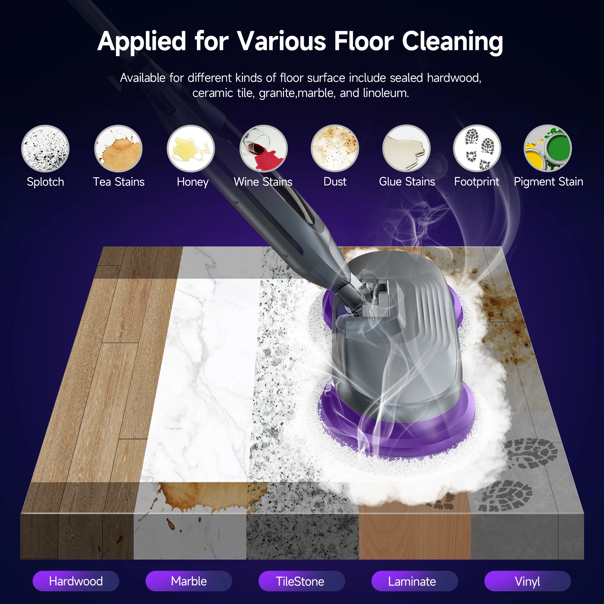 ممسحة بخار كهربائية 3 في 1 2025 - منظف أرضيات رطبة/جافة مع وظيفة بخار ومكنسة كهربائية عالية الحرارة